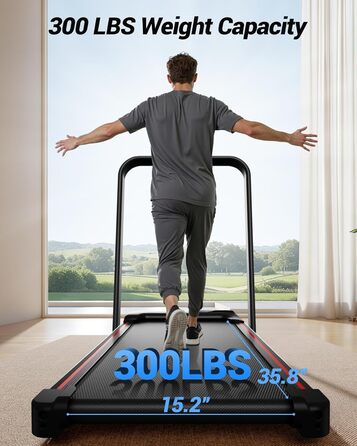 Біговий доріжка з ручкою – тихий, складаний біговий доріжка 2.5 PS для дому, офісу, під стіл, портативна тренувальна зона з нахилом 8%, вантажопідйомність 136 кг