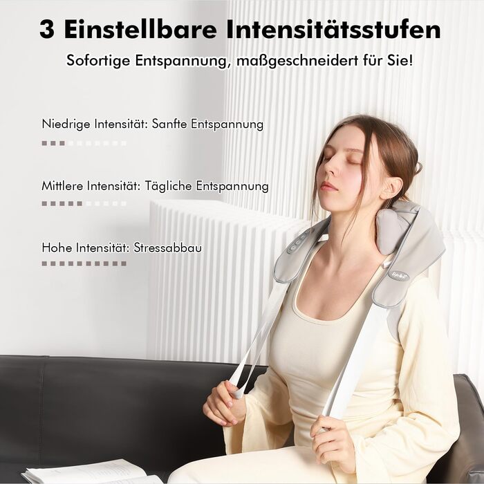 Масажер для шиї та спини з підігрівом, Shiatsu масажер для шиї, спини, плечей, талії та ніг, для розслаблення м'язів, сірий (ідеальний подарунок)