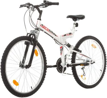 Складаний велосипед Probike Multibrand 26 дюймів, 18 швидкостей, повна амортизація, для чоловіків, жінок та підлітків, чорний з червоним, зріст 160-180 см