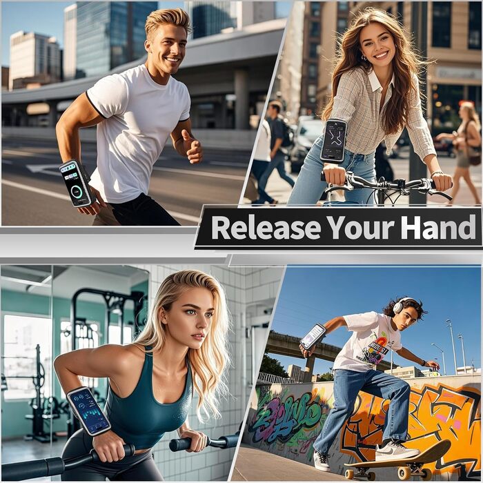 Спортивний браслет для телефону Guzack 2-в-1: фіксатор для бігу та тренувань, універсальний, для iPhone/Samsung