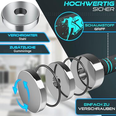 Набір гантелей 2 шт. з масивного сталі 2,5/5/7,5/10 кг | Гантелі з набором ваг та пінопластовою ручкою | Фітнес гантелі для дому, силові тренування та нарощування м'язів, блакитні (2 x 2,5 кг)