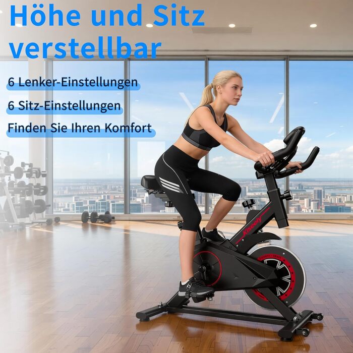 Магнітний велотренажер Heimtrainer для дому, безшумний сайкл з LCD-дисплеєм та ергономічним сідлом, чорний ZD1