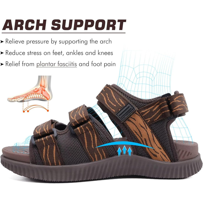 Чоловічі трекінгові сандалі KuaiLu: ортопедичні, зручні, для спорту та активного відпочинку, літні, відкриті, коричневі, 43 EU