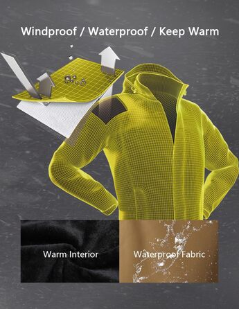 Чоловіча лижна куртка Berg Windbreaker, тепла зимова, непромокальна, для сноуборду та катання на лижах, з капюшоном, коричнева, XXL