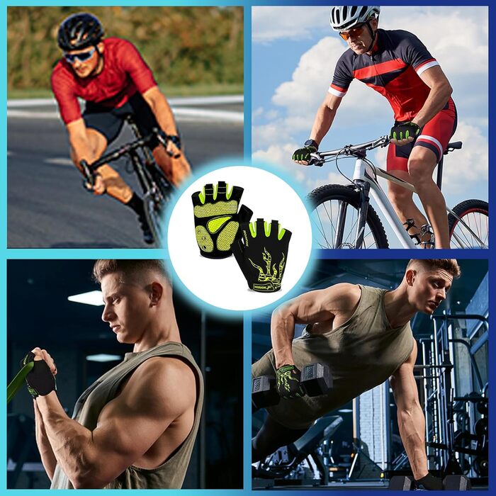 Велоперчатки Radhandschuhe (унісекс, жовті, XXL) з гелевими вставками SBR 5мм, дихаючі, для MTB, шосейних велосипедів