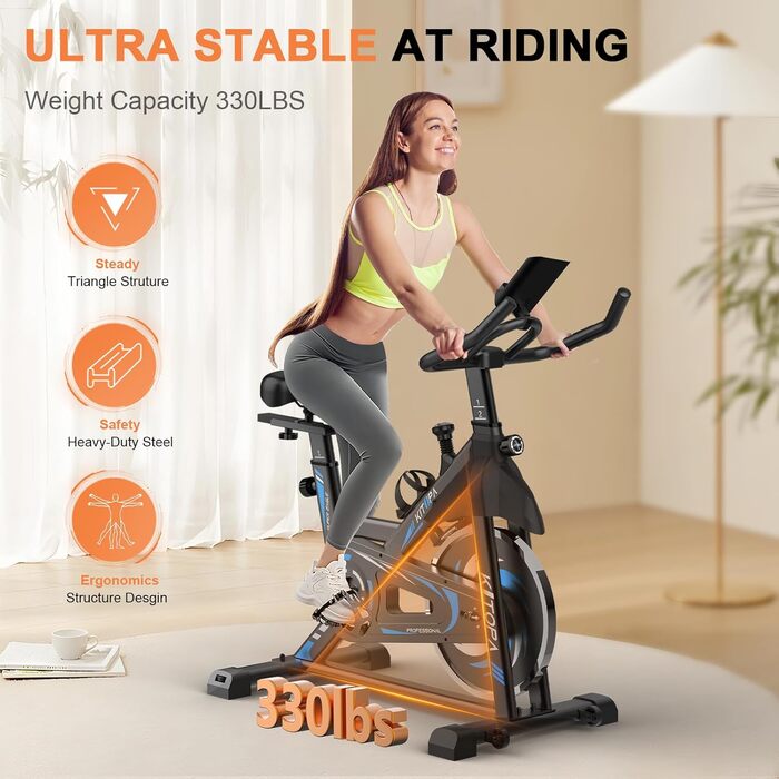 Кітопа: Розумний велотренажер з Bluetooth, LCD-монітором та регульованим опором. Макс. вага користувача: 150 кг, колір - блакитний