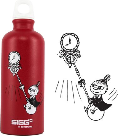 Дитяча алюмінієва пляшка для води SIGG Moomin Little My, 0,6 л, червона, герметична, легка, BPA-free, кліматично нейтральна