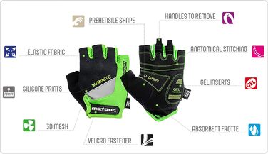Рукавички для гірського велосипеда Meteor Radhandschuhe Gel GX31 Green - чоловічі, жіночі, дитячі. Рукавички для MTB, Downhill, хайкінгу та їзди на велосипеді.