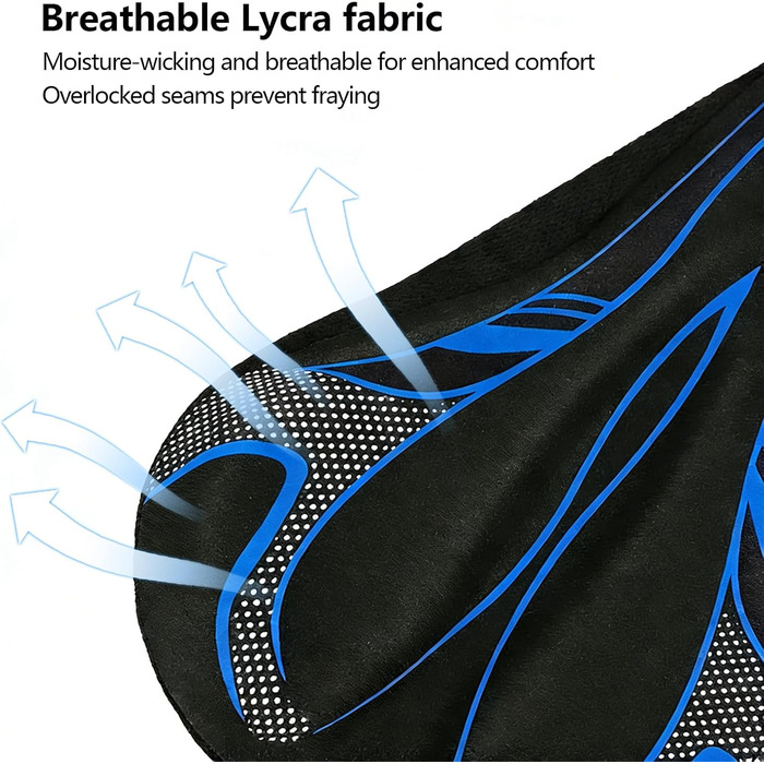 Подушка на сидіння велосипеда AUVSTAR з гелевою вставкою, дихаюча, преміум-якість, для гірського велосипеда, унісекс (Блакитний 02)