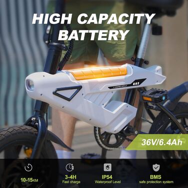 Електровелосипед VDL A02 14 дюймів, 36V 6,4Ah, 250W, LCD-дисплей, 25 км/год, 3 режими, регульоване сидіння