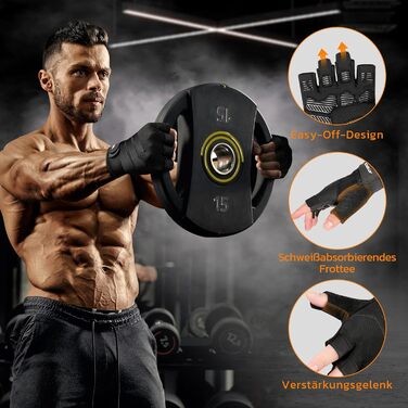 Фітнес рукавички ATERCEL для жінок та чоловіків, антиковзні рукавички для тренувань, силових вправ, важкої атлетики та воркаутів, дихаючі та легкі, чорні, розмір L