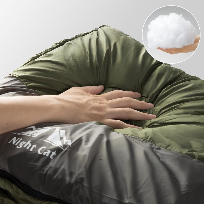 Спальний мішок Night Cat для дорослих, 3 сезони, 80x190 см, зелений