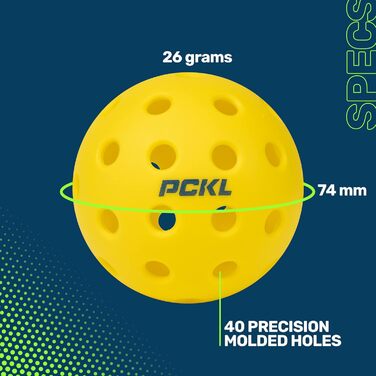 PCKL Optic Speed Піклбол м'ячі для гри всередині та на вулиці, жовті, відповідають стандартам USAPA