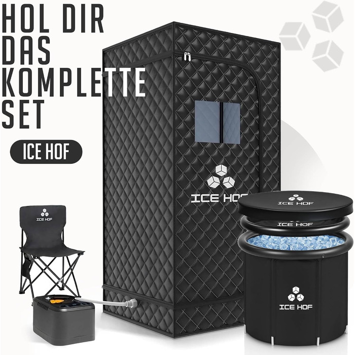 Кріованна Ice Hof® для загартовування та відновлення 400Л, версія 2026, Ø80x80 см — велика ванна для льодяної терапії (Cold Plunge) для дому та вулиці
