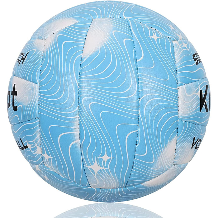 Волейбольний м'яч Krfapt розмір 5, офіційний, Soft Touch, для тренувань, Outdoor/Indoor, водонепроникний, з дизайном Ripples (Blue/Purple/Pink)