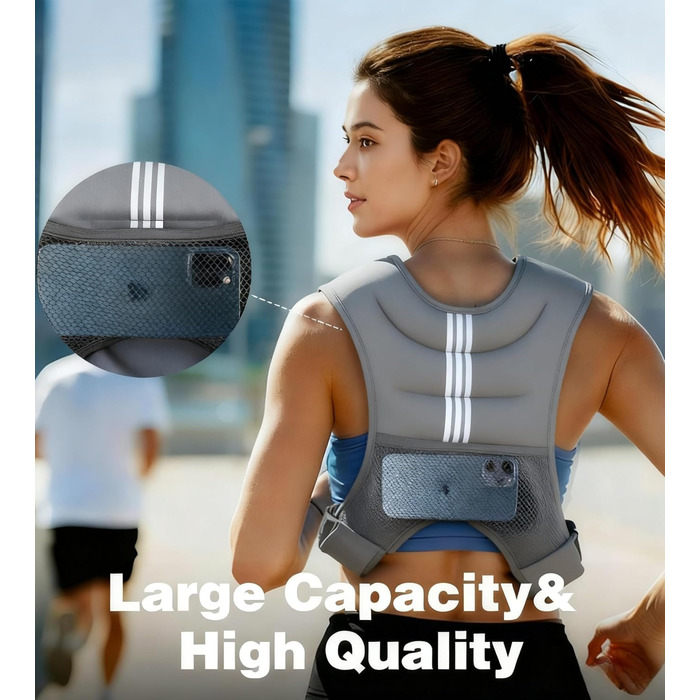 Вага для тренувань (вага жилет) 3 кг / 5 кг з світловідбиваючими смугами та регульованими ременями, сірий