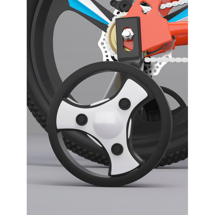 Дитячий велосипед 16 дюймів з дисковими гальмами, допоміжними колесами, амортизатором, захисним кожухом та LED-ліхтариком