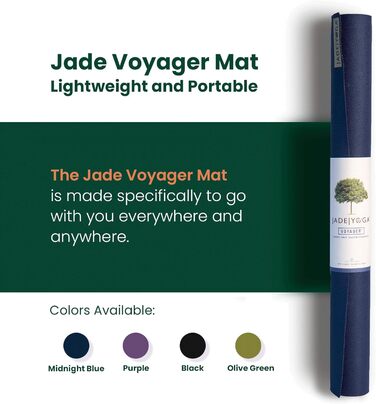 Йога-мат Jade Yoga Voyager 1,6 мм, темно-синій, портативний килимок для йоги, екологічний каучук