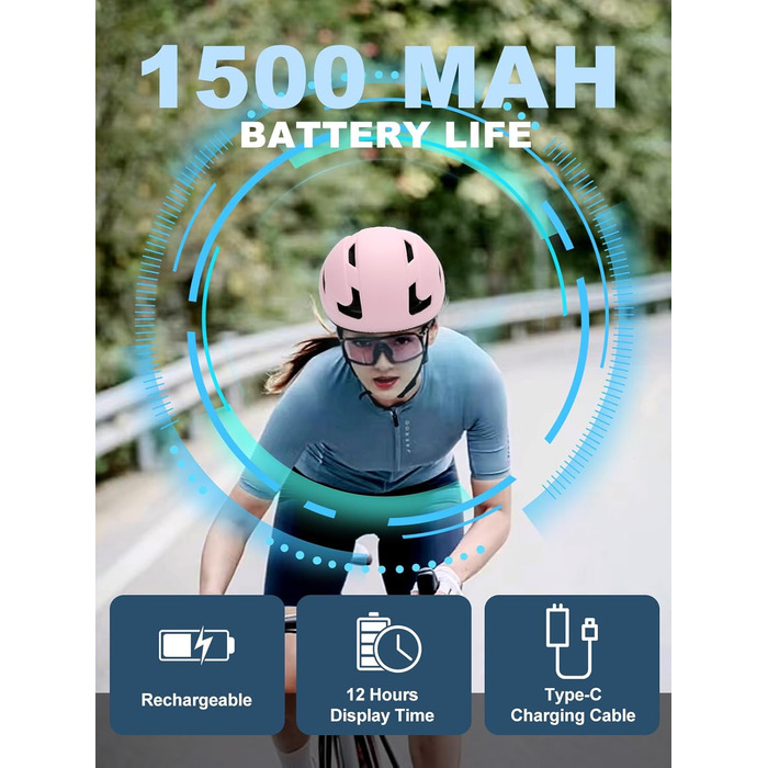 Розумний велосипедний шолом TMEOIIPY з LED-дисплеєм, USB-зарядкою та пультом керування поворотниками для дорослих (чоловіків і жінок)