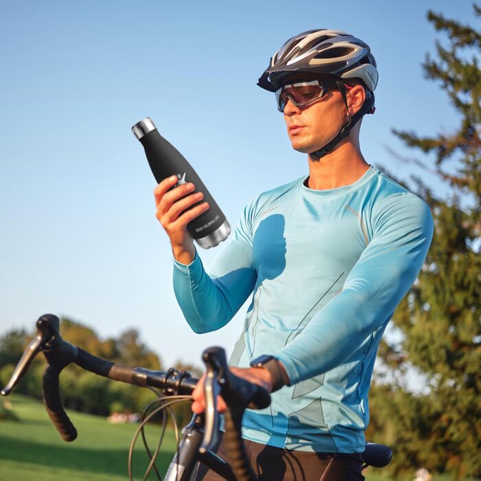 Термос KollyKolla: термос-пляшка з нержавіючої сталі 500мл/750мл/1л, без BPA, для дітей, спорту, школи, подорожей, кемпінгу (500 мл, новий, чорний)