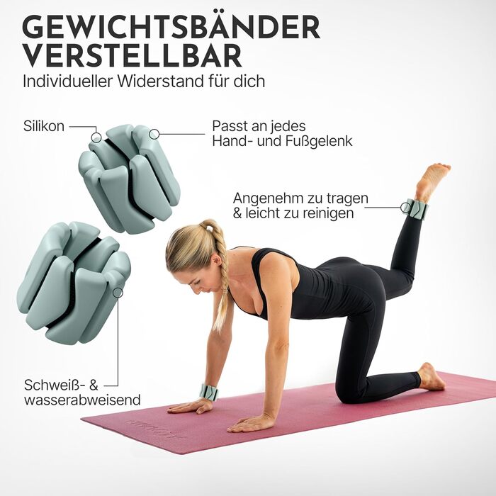 Набір манжет для пілатесу Neolymp 2 шт. по 0,5 кг – манжети на щиколотки/руки з силікону, регульовані ваги, стійкі до вологи, блакитний колір