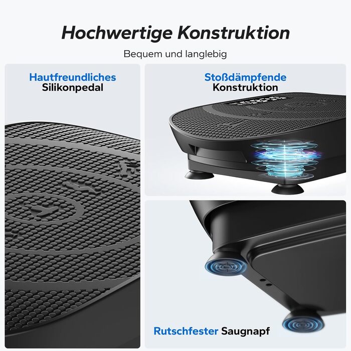 Вібраційна платформа MERACH для тренувань всього тіла, побудова та формування м'язів, автоматичне регулювання швидкості, Bluetooth-динамік, чорний