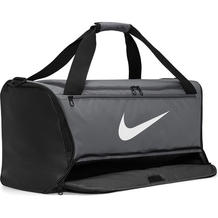 Сумка спортивна Nike Brasilia Duff, сірий/чорний/білий, універсальна