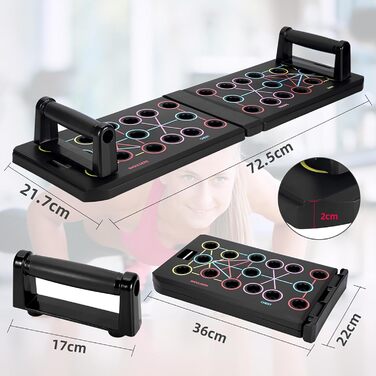 GLKEBY Тренажер для віджимань Push-Up Rack Board 15-в-1, складаний, багатофункціональний, портативний, регульований