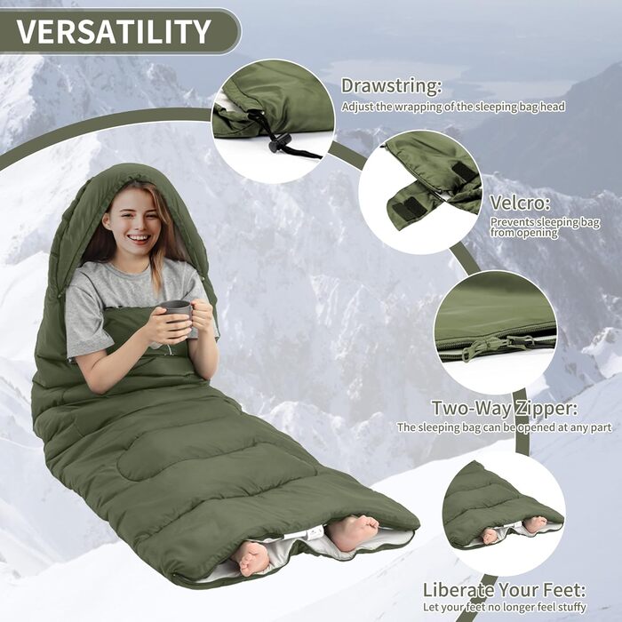 Спальний мішок Naturehike 3-сезонний, ультралегкий, водонепроникний, з'єднуваний, 220 x 85 см, для дорослих (синій/зелений)