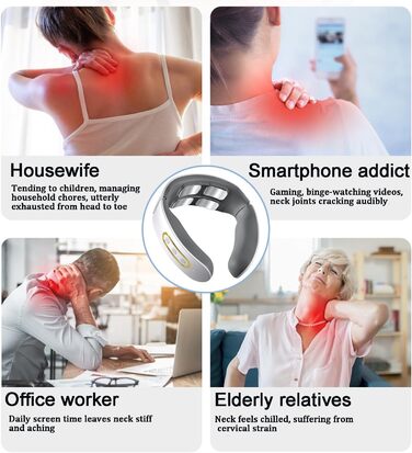 Масажер для шиї 11-в-1 з підігрівом, портативний, 9 рівнів інтенсивності, електричний, для дому, офісу, подорожей