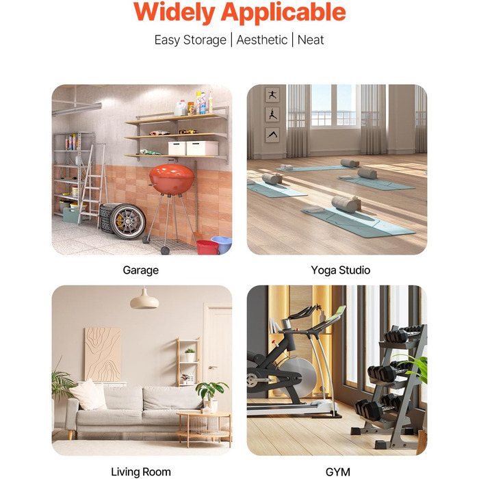 Стенд для зберігання та підтримки йогаматів та гантелей VEVOR - мобільний, з колесами та гачками, для домашніх тренувань