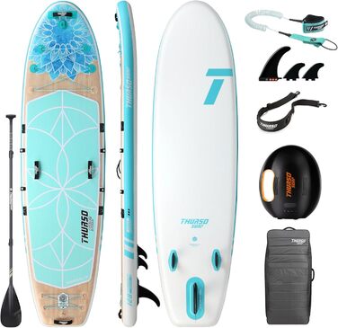 Надувна SUP-дошка для йоги THURSO SURF Tranquility 325×86×15 см, комплект: весло з карбоновим держаком, 3 плавці, швидкознімний ремінець, насос, рюкзак