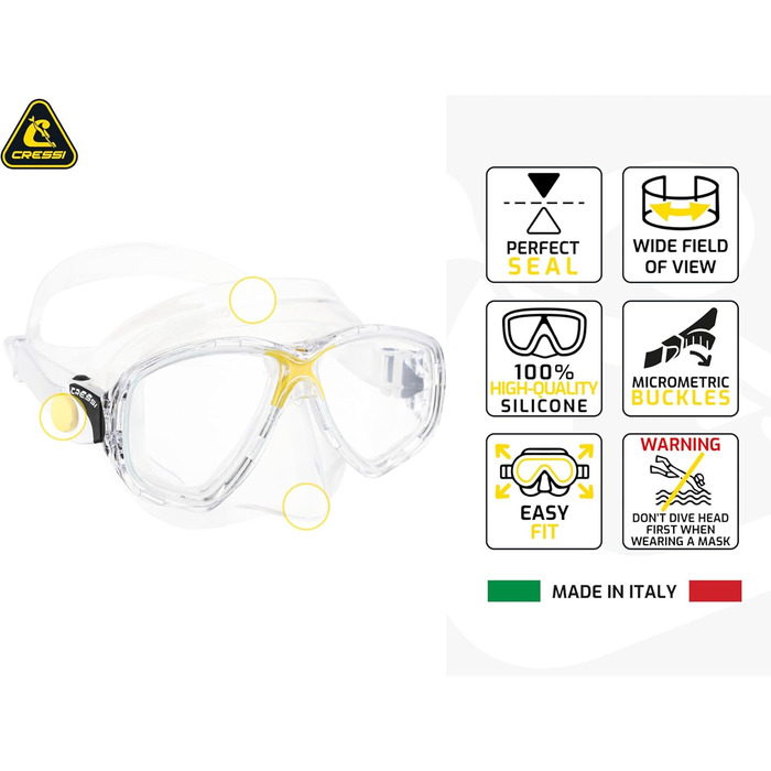 Маска Cressi Marea + трубка Cressi Mexico для снорклінгу та дайвінгу, унісекс, прозора/блакитна