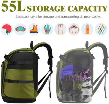 Чохол для лижних/сноубордистських черевиків та скейтборду TurnWay, зелений