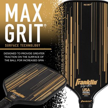 Професійна ракетка для піклболу Franklin Sports Signature Series з MaxGrit-покриттям, турнірна, затверджена USAPA, поліпропіленовий осердя 13 мм + 16 мм