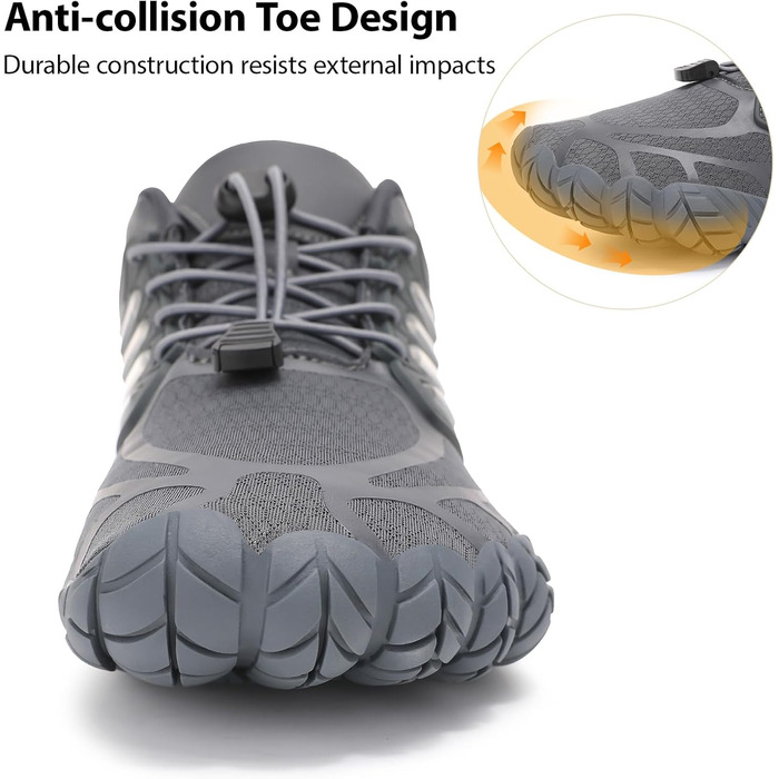 Чоловічі босі кросівки з широкою передньою частиною, Zero Drop, мінімалістичне взуття для воркауту, крос-тренувань, ходьби, хайкінгу, води, важкої атлетики, 43 EU, сірий, темно-сірий
