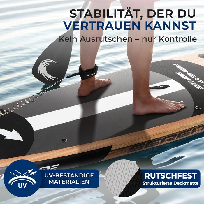 Надувний SUP SereneLife для дорослих та дітей: комплект з веслом, насосом та сумкою. Touring SUP для річки, моря та озера. Максимальне навантаження 155 кг.