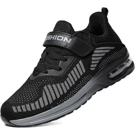 Дитячі кросівки ASHION для хлопчиків та дівчаток: м'які, гнучкі, стабільні, для фітнесу та занять у залі, розмір 35 EU, чорно-сірий