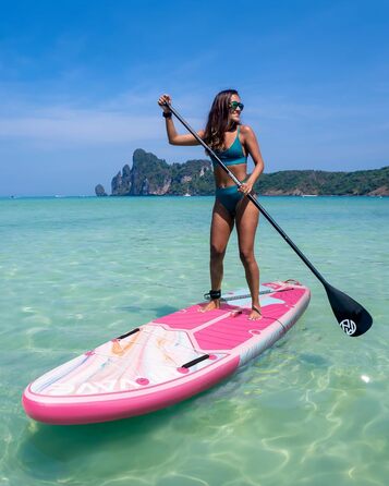 SUP-дошка надувна Hiwave Breeze Pink 335x86x15 см, вантажопідйомність 190 кг, для океану та озера, з 3-частинним регульованим веслом