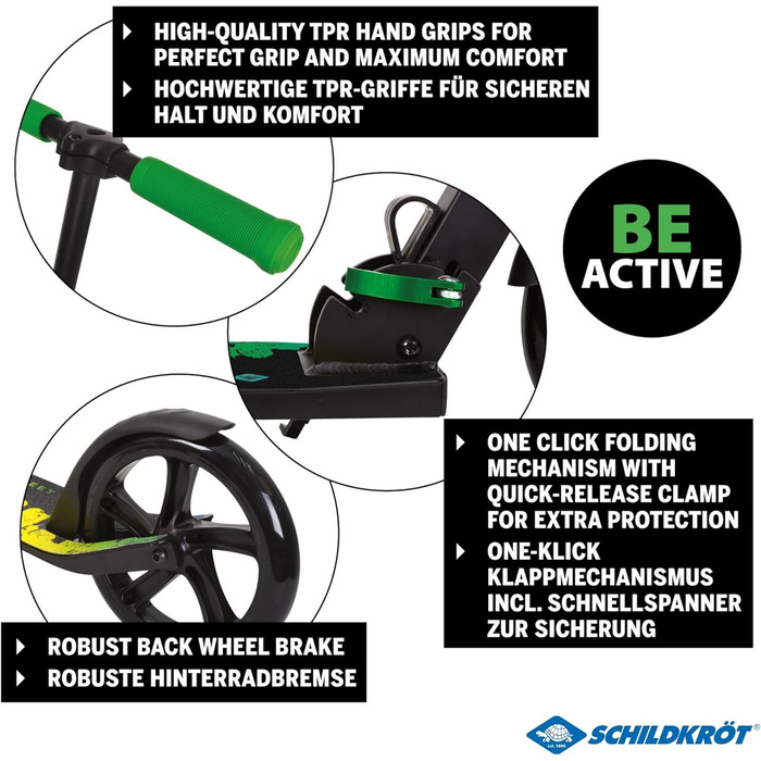 Скутер Schildkröt City Scooter Street Artist 2.0: Алюмінієвий, складаний, ABEC7, до 100 кг, зелений