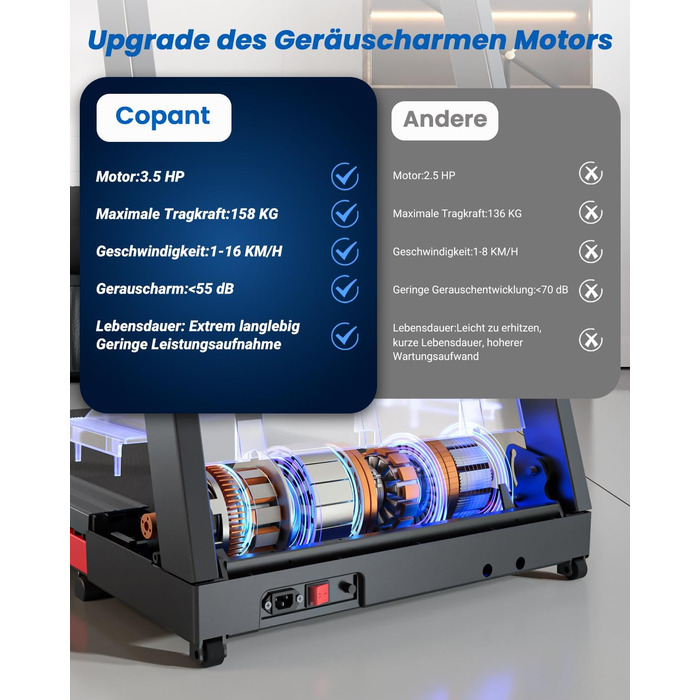 Бігова доріжка для дому 16 км/год, Walking Pad з нахилом 6%, бігове полотно 158 кг, велика площа бігу 112 * 42 см, тихе бігове полотно для дому та офісу, чорно-червоне