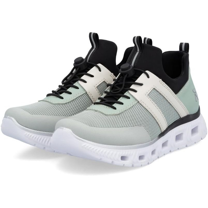 Rieker M6061: Жіночі сліпони-кеди зелені комбіновані, 38 EU - зручне взуття Rieker