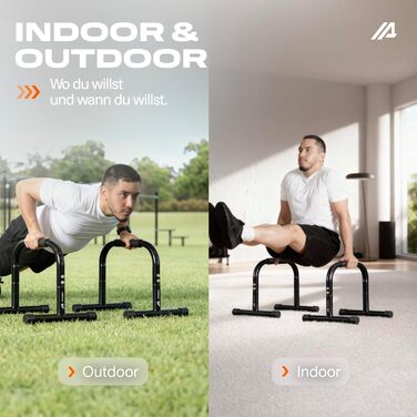 Паралелетки Parex сталеві, для зняття навантаження на суглоби та з неслизьким покриттям, обладнання для калістеніки для використання в приміщенні та на вулиці, бруси для віджимань, ідеально підходять для стійки на руках та віджимань, чорний, розмір Large