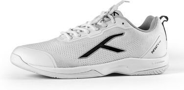 Бадмінтонне взуття HUNDRED Infinity Pro - професійне, не залишає слідів | Чоловіче | Матеріал: поліестер/сітка | Підходить для бадмінтону, тенісу, сквошу, настільного тенісу, баскетболу та падел-тенісу (Білий/Чорний, 44 EU)