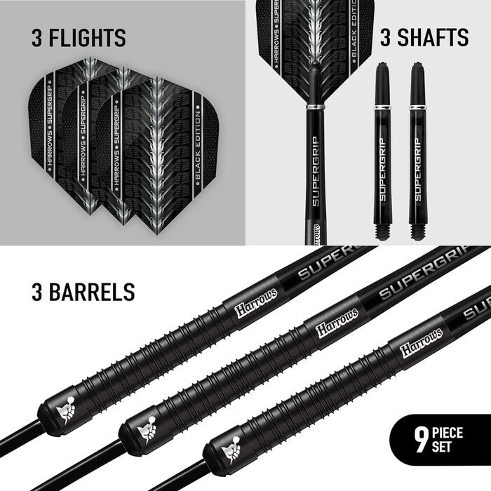 Дарти Harrows Supergrip Black Edition 23г (90% вольфрам, комплект)