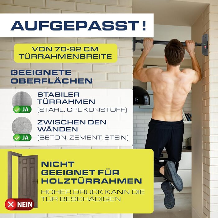 ELANI Климатична стійка для турніків на дверний отвір 70-92 см, до 200 кг, без свердління, з інноваційною блокувальним гвинтом – чорний колір