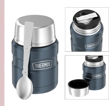 Термос STAINLESS KING 0,47л з нержавіючої сталі, чорний матовий, з ложкою, BPA-free