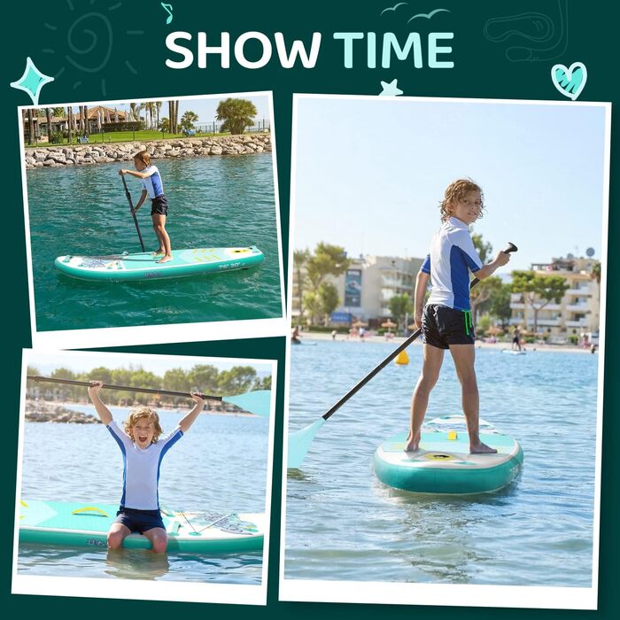 Надувне SUP-борд для дітей та підлітків: комплект з аксесуарами, 75/80/120 кг, м'ятно-зелений