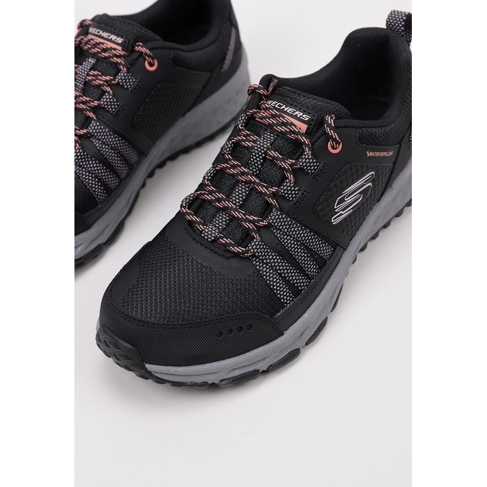 Жіночі туристичні черевики Skechers Escape Plan, чорна шкіра, сітка, рожева окантовка (35 EU)