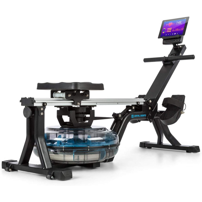 Capital Sports Rowshaper: Тренажер для веслування з водним опором, складаний, до 150 кг, сірий